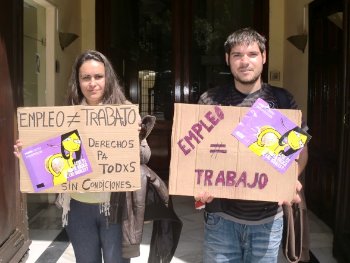 Crónica acción por la Renta Básica de las iguales 27 abril 2012 en Málaga